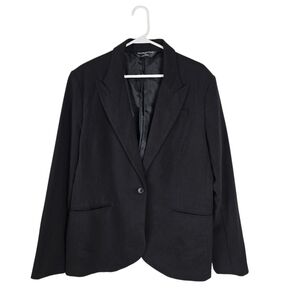 Norma Kamali Black Single Breasted Button Front Blazer Size 18 Careerwear